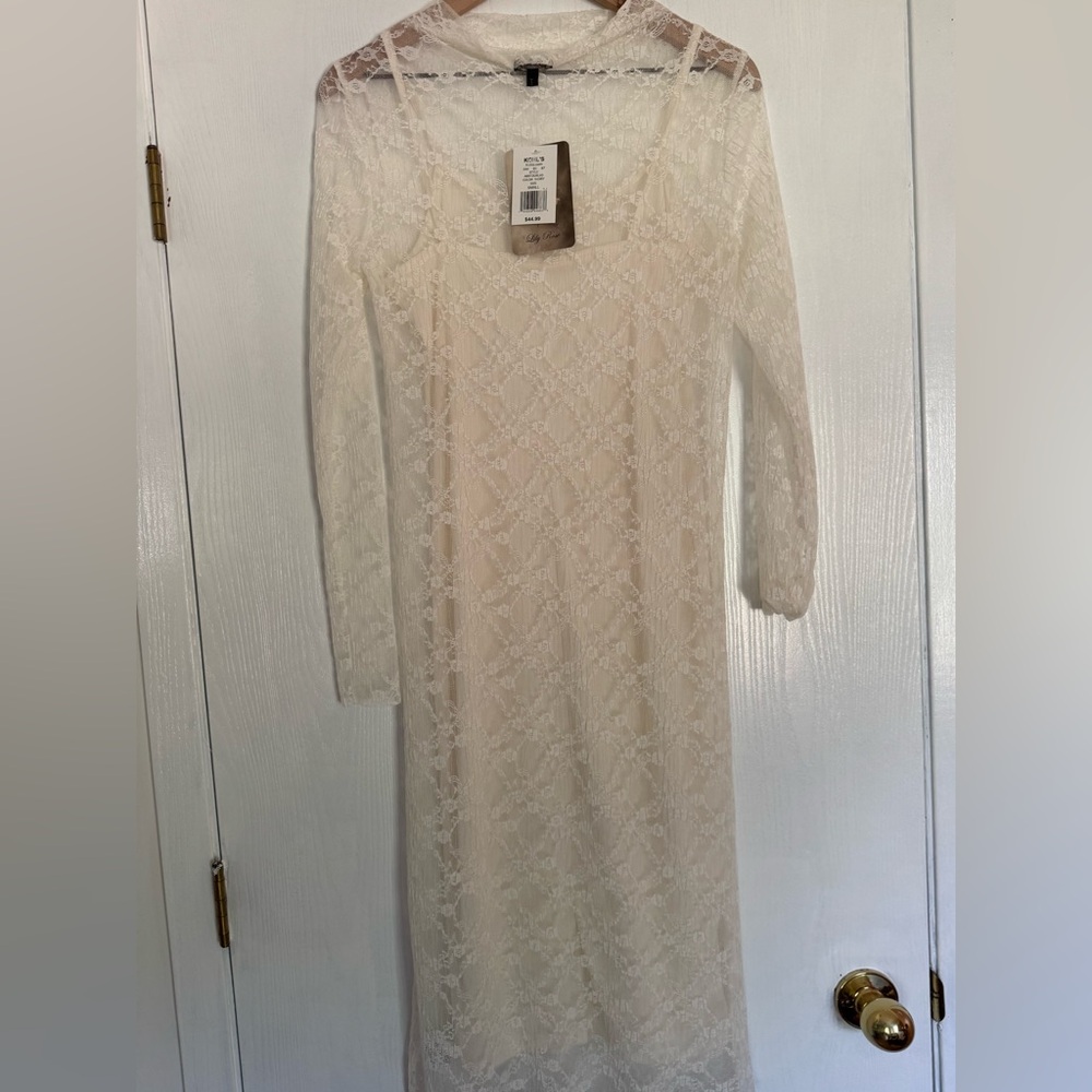 Lily Rose Cream Long Sleeve Sheath Dress